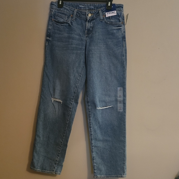 New Old Navy Women's Size 6 OG Loose Medium Wash Low Rise Distressed Jeans - Picture 1 of 9